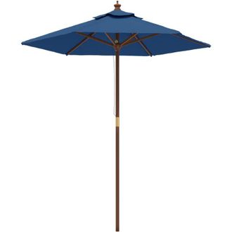 vidaXL Sombrilla De Jard&iacute;n Con Poste De Madera Azul Celeste 196x231 Cm Vidaxl