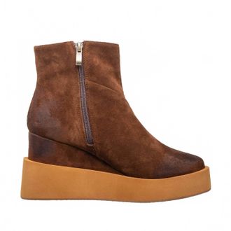 Antelope Womens Side Zip Suede Platform Ankle Boots In Chocolate