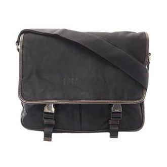 Prada Pre-owned Cross Body Bags, male, Black, Size: ONE SIZE Pre-owned Canvas Leather Shoulder Bag