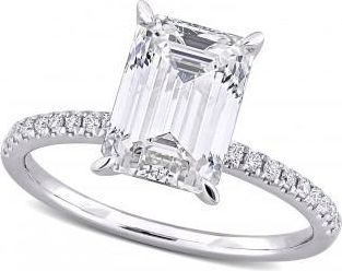 Allurez Emerald Cut Lab Grown Diamond Engagement Ring 14K White Gold (3.11ct)