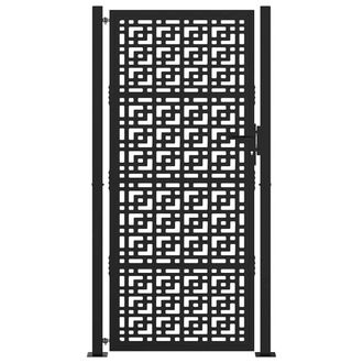 Berkfield Home Beautiful Garden Gate Black 105x205 cm Steel Cross Design