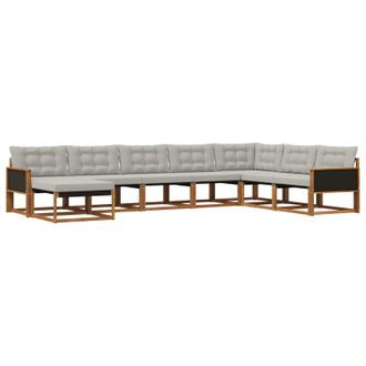 vidaXL Conjunto De Sof&aacute;s De Exterior 8 Pcs Natural Y Gris Claro Vidaxl