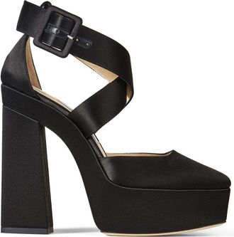 Jimmy Choo London Gian 140mm platform pumps - women - CALFSKIN/Goat Skin/Satin - 39,5 - Black