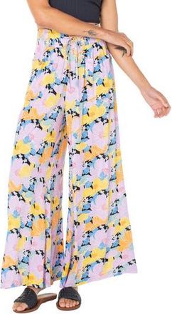 Roxy Synset Daze Floral Wide Leg Pants in Anthracite at Nordstrom Rack, Size Medium