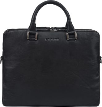 STILORD Jill Vintage Business Bag Leather Women Briefcase Genuine Leather Laptop Bag 15.6 inch elegant Handbag for Work Office University, Colour:black