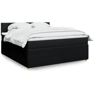 vidaXL Vidaxl - Cama Box Spring Con Colch&oacute;n Tela Negro 180x200 Cm