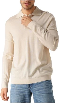 Selected Merino Polo Gebreide Trui Beige - Heren - V-hals truien - Beige - XL - Wol - Truien & Vesten