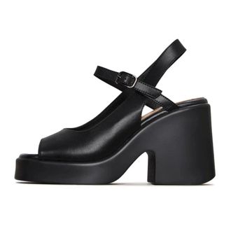 Cesare Gaspari Chunky Plateau Sandalen - Dames - Schoenen - Zwart - Maat: 41 EU Leer