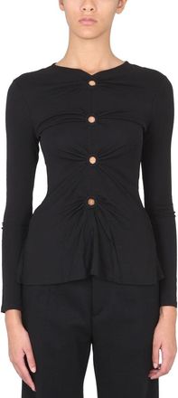Proenza Schouler V-Neck Matte Crepe Blouse - Black