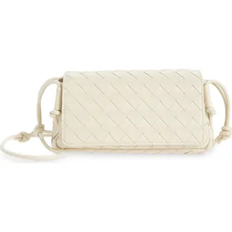 Bottega Veneta Discoteca Intrecciato Leather Crossbody Pouch in 9197 Sea Salt-Gold at Nordstrom