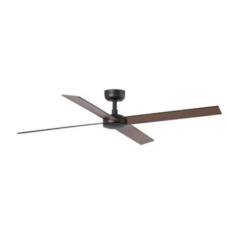 Netlighting Rudder Large 4 Blade Ceiling Fan Matt Black Walnut in Brown