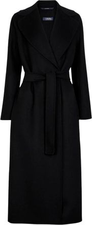 Max Mara Lange wikkeljas - Dames - Jas met riem - Zwart - 3XS - Wol - Jassen