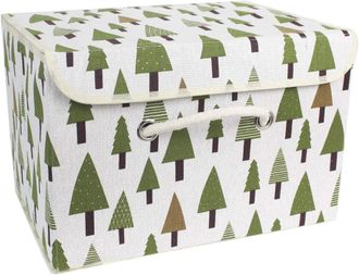 OEM Caja De Almacenamiento, Cesta De Almacenamiento De Tela De Algod&oacute;n Con Asa Y Tapa, Contenedor De Tela Plegable Para Ropa Sucia - 38x25x25, &Aacute;rbol