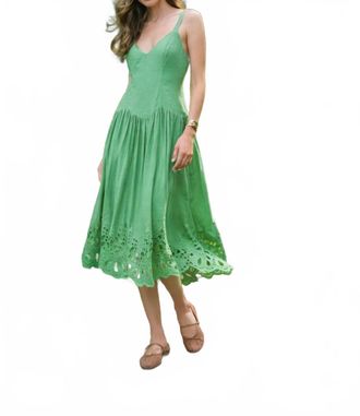 Moon River Ivy Eyelet Dress In Green