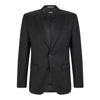HUGO BOSS Jassen, Heren, Zwart, L, Wol, Elegante Merino wollen jas