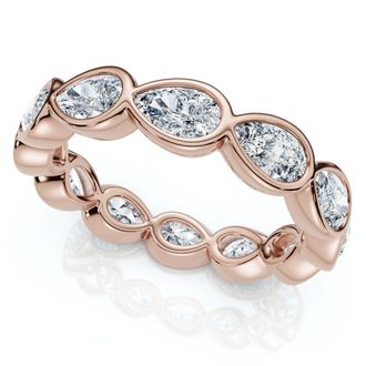 Pompeii3 2Ct Pear Shape Bezel Diamond Eternity Wedding Ring 14k Gold Lab Grown