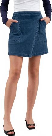 Blu Pepper High Waist Wrap Mini Skirt In Denim