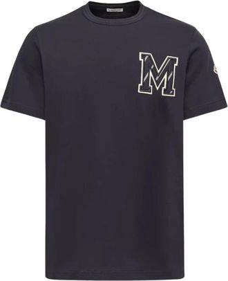 Moncler SS T-Shirt - Heren - T-shirts - Blauw - L - Katoen - Tops