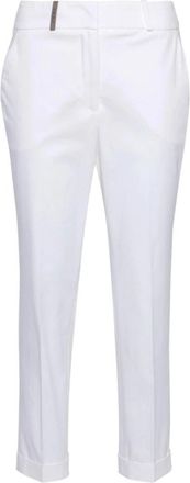 PESERICO Geknipte broek met omslag - Dames - Vrijetijds broeken - Wit - M - Katoen - Broeken
