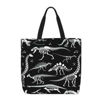 Generic Women Handbag Black And White Dinosaur Skeleton Pattern Handbag Large Capacity Girls Shopping Bags, For Gym, Work, School, Wedding, Holiday