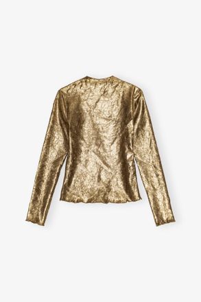 Ganni Gold Long-sleeve Blouse - Size 2XL/3XL