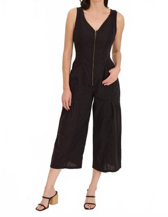 Xcvi Linen Macgowan Wide Leg Cargo Jumpsuit In Black