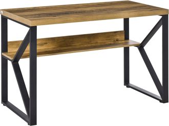 Carter's Writing Desk Computer Table Home Office PC Laptop Workstation Storage Shelf Black Brown Wood Effect K-Shaped Leg - CARTER | TJ Hughes
