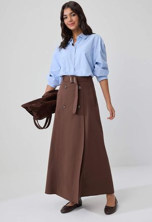 Trendyol Modest Dames Bruin Effen Maxi A-lijn Modest Rokken