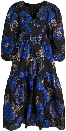 Sister Jane Blues Floral-jacquard Woven Midi Dress - Blue - 16 (UK16 / XL)