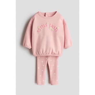 H&M 2-piece Top And Leggings Set in Light Pink/little Cutie at Nordstrom, Size 12M