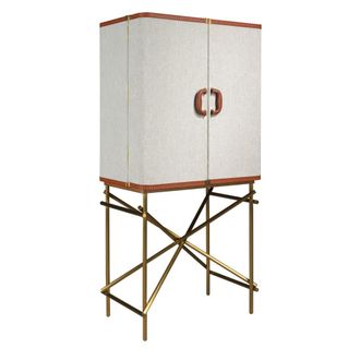 Angel Cerd&aacute; Aparador alto tela, nogal y acero pulido dorado