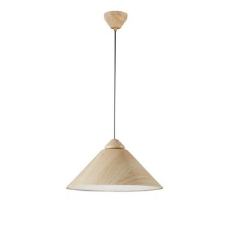 Luce-Ambiente-Design Suspensión Bigbang en Metal con Difusor de Cono Madera Clara