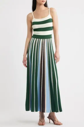 Ronny Kobo Elena Mixed Stripe Sweater Dress in Jungle Combo at Nordstrom, Size X-Small