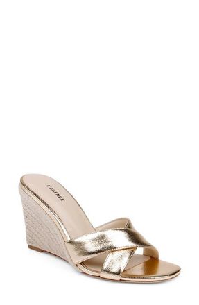 L'agence Rosaline Espadrille Wedge Slide Sandal in Gold Crackle Leather at Nordstrom, Size 7.5