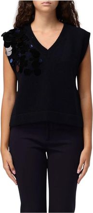 Liviana Conti Blauw Vest - Dames - Spencers - Blauw - S - Truien & Vesten