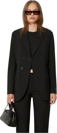 Kenzo Virgin Wool Getailleerde Blazer - Dames - Blazers - Zwart - M - Leer - Jassen