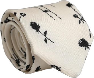 Dolce & Gabbana Accessoires, Heren, Beige, ONE Size, Floral Print Verstelbare Stropdas