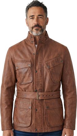 Infinity Leather Mens Tan Lamb Leather Safari Parka Jacket - Dresden
