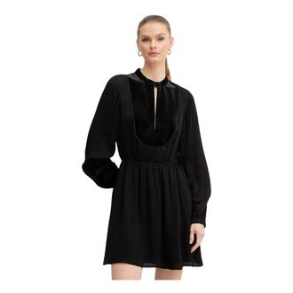 A|X Armani Exchange Kleedjes, Dames, Zwart, S, Polyester, Velvet-panel Mini Jurk