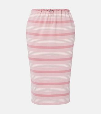 Prada Striped cotton piqu&eacute; pencil skirt