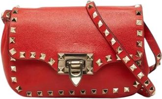 Valentino Pre-owned Rockstud Lederen Schoudertas - Dames - Vintage Schoudertas - Rood - ONE Size - Leer - Vintage