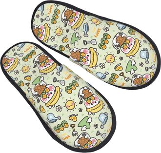 Generic Plush Slippers Cute Cow In Farm Concept Furry Camping Slippers Unisex Anti-Slide Slipper For Indoor Home Holiday M