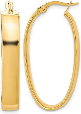 Diamond2Deal 14K Yellow Gold Oval Shape Hoop Earrings 35mm