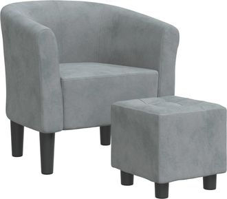 vidaXL Sill&oacute;n Con Taburete Terciopelo Gris Oscuro Vidaxl