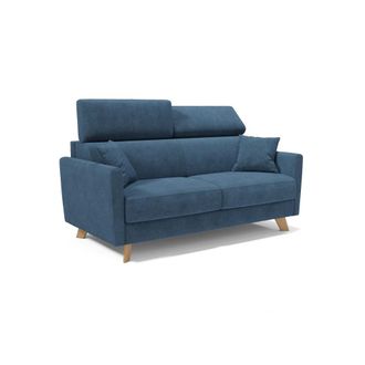 Divani.Store Sof&aacute; cama con reposacabezas ajustables 160 cm azul