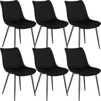 Woltu Set of 6 Dining Chairs Velvet Office Kitchen Chair Living Home-Black