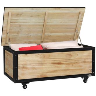 OUTSUNNY Ba&uacute;l de exterior 100x50x43 cm madera natural