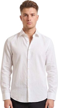 HUGO BOSS White Regular Solid Shirts