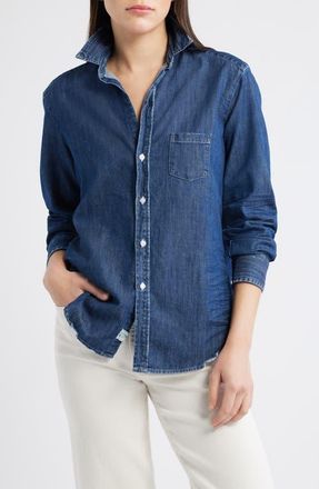 Frank & Eileen Eileen Relaxed Button-Up Shirt in Vintage Dark Wash at Nordstrom, Size Small