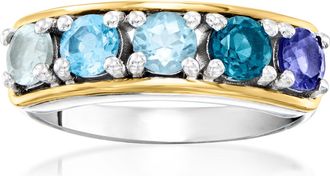 Ross-Simons Multi-Gemstone Ring in Sterling Silver and 14kt Yellow Gold
